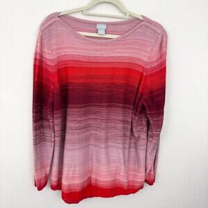 Chico's Womens Knit Pullover Sweater Size XL Ombre Long Sleeve Pink